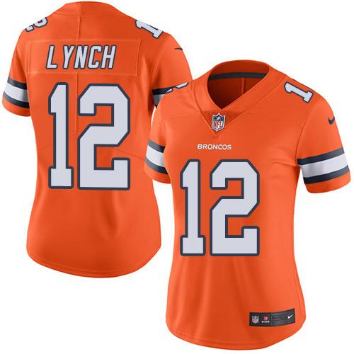 Nike Broncos #12 Paxton Lynch Orange Women's Stitched NFL Limited Rush Jersey